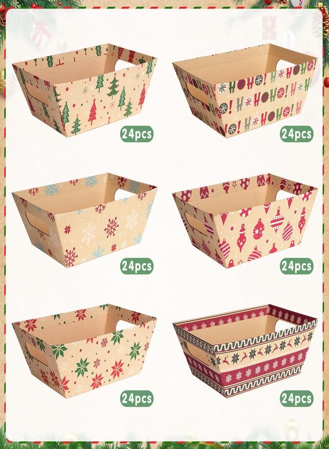 Pascliyna 24 Set Christmas Gift Baskets Empty 10x7 Inch, Kraft Paper Christmas Gifts Baskets with Cellophane Bags and Red Pull Bows, Reusable Gift Wrapping for Xmas Holiday Winter Party Supplies - Image 4
